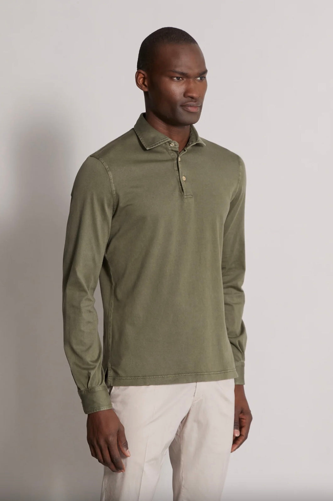 Fedeli Zero Giza Cotton Polo Shirt (Olive Green)