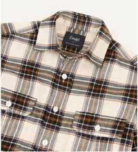 Load image into Gallery viewer, Drake&#39;s Brushed Cotton Brown / Navy Checked Shirt
