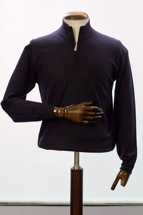 Fedeli 'Favonio' 1/4 Zip Knit Navy 1