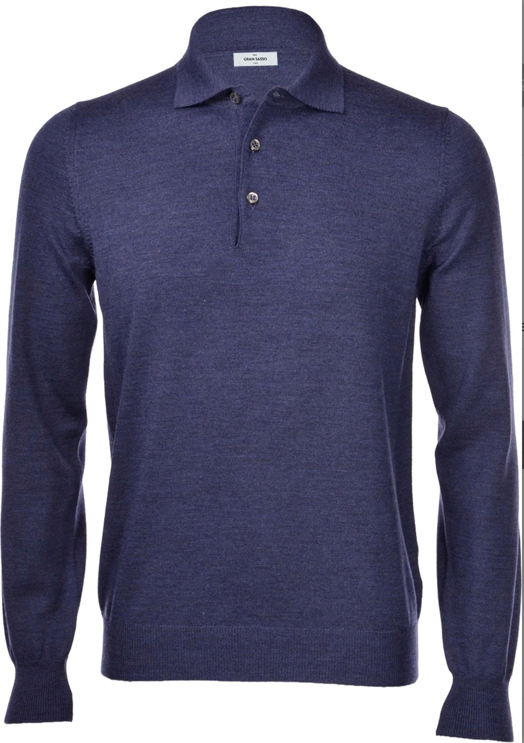 Gran Sasso Merino Polo Knit, Airforce Blue