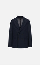 Load image into Gallery viewer, Harris Wharf DB Jacket Peak Lapel (Navy &amp; Black bicolour)
