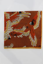 Load image into Gallery viewer, Limited Edition of Six Wild Parrots Print Wool-Silk Pocket Square( Burnt Orange)
