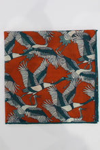 Load image into Gallery viewer, Limited Edition of Six Crane Print Wool-Silk Pocket Square( Blue)
