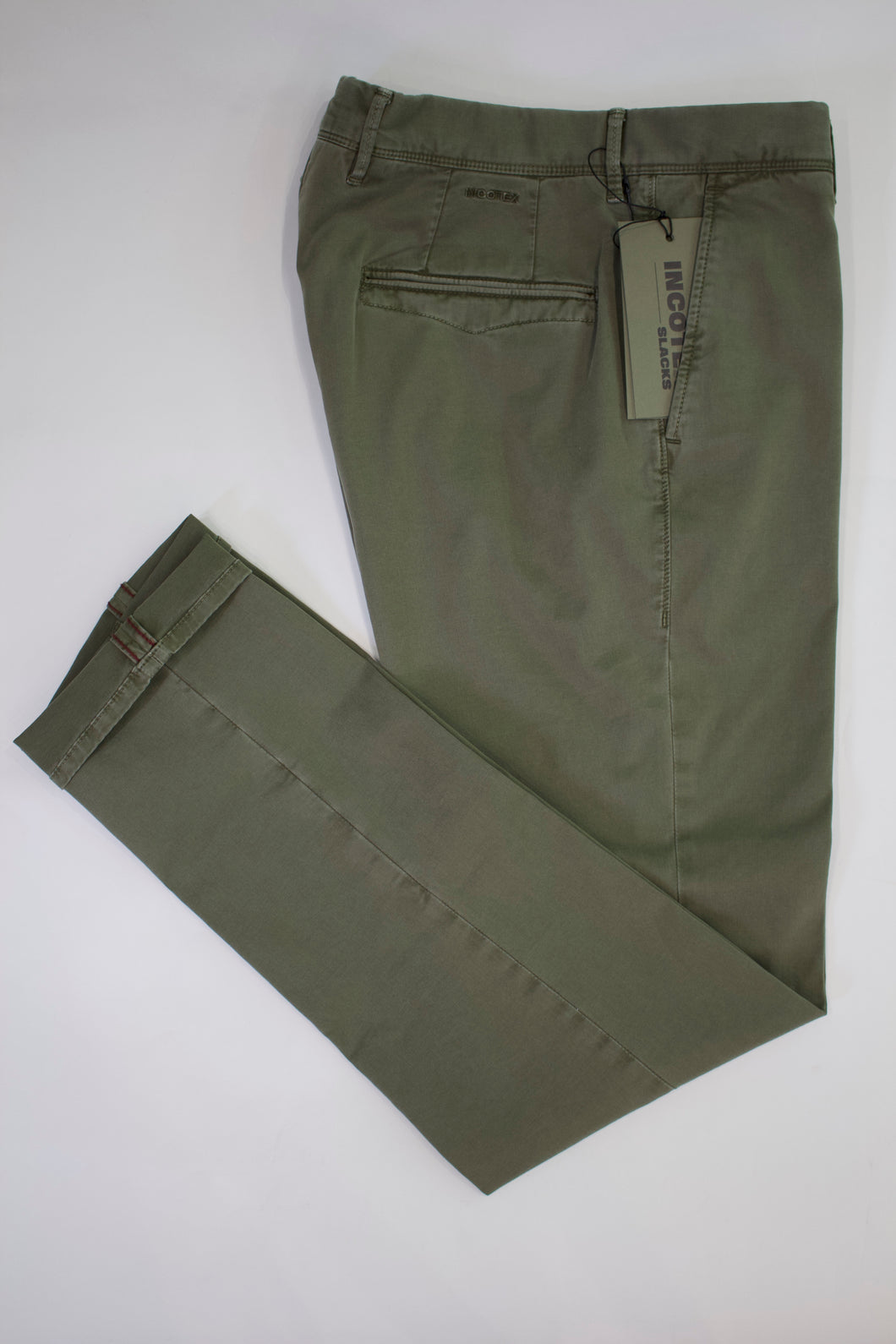 Incotex Slim Fit Stretch Cotton Blend Chino ( Olive Slacks)