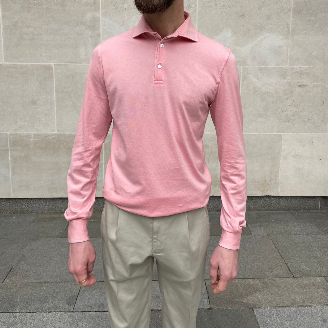 Fedeli 'Zero' Giza Cotton Polo Shirt (Pink)