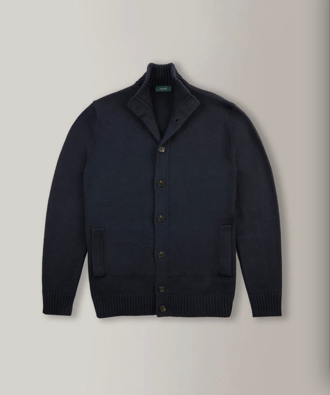 Zanone Chioto Merino Wool Bomber Cardigan - Dark Navy