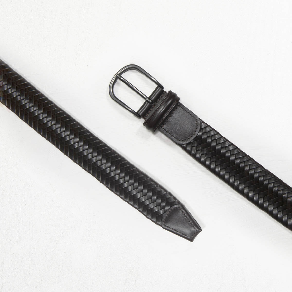 Anderson's Woven Leather Belt, Dark Brown – doherty evans & stott